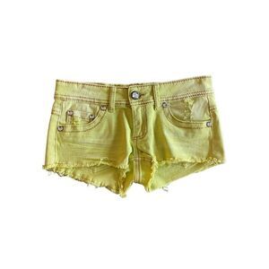 Y2K dollhouse, bright, yellow, diamond studded, mini short shorts